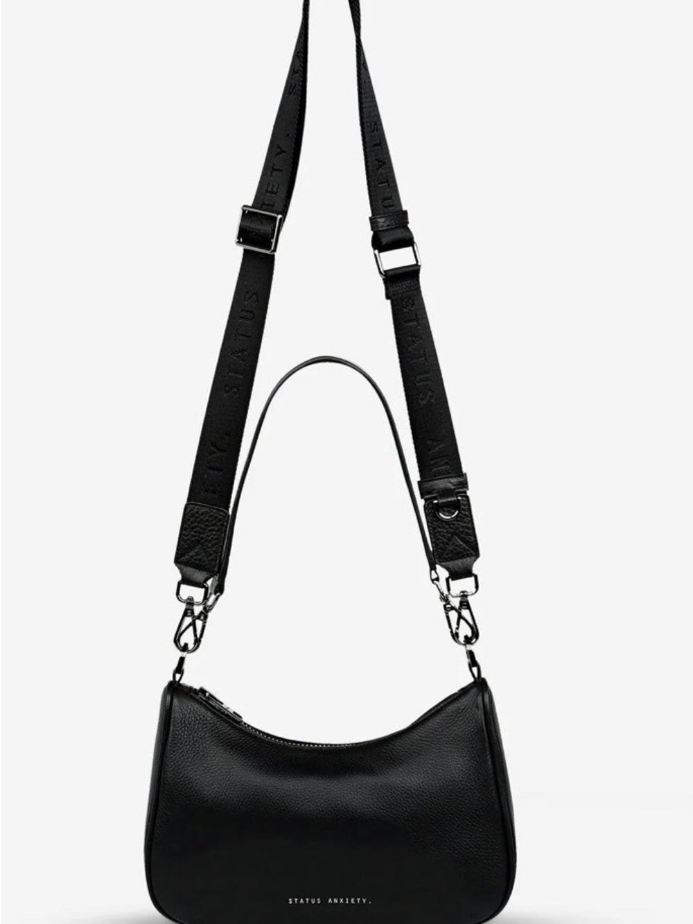 Status Anxiety “Look Both Ways” Black Leather Crossbody/Shoulder Bag